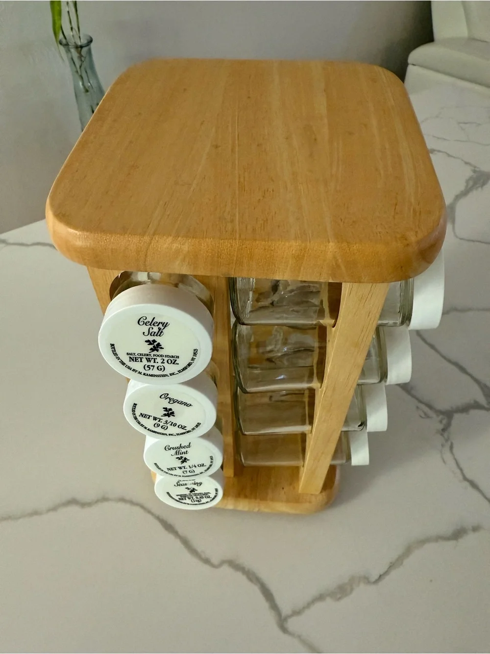 Vintage M. Kamenstein Wooden 16 Jar Revolving Spice Rack